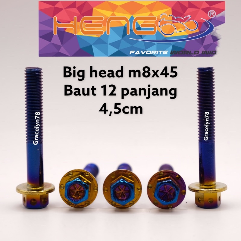 baut probolt BIG HEAD flower HENG m8x45 8x45 2tone twotone baut 12 panjang 4,5cm