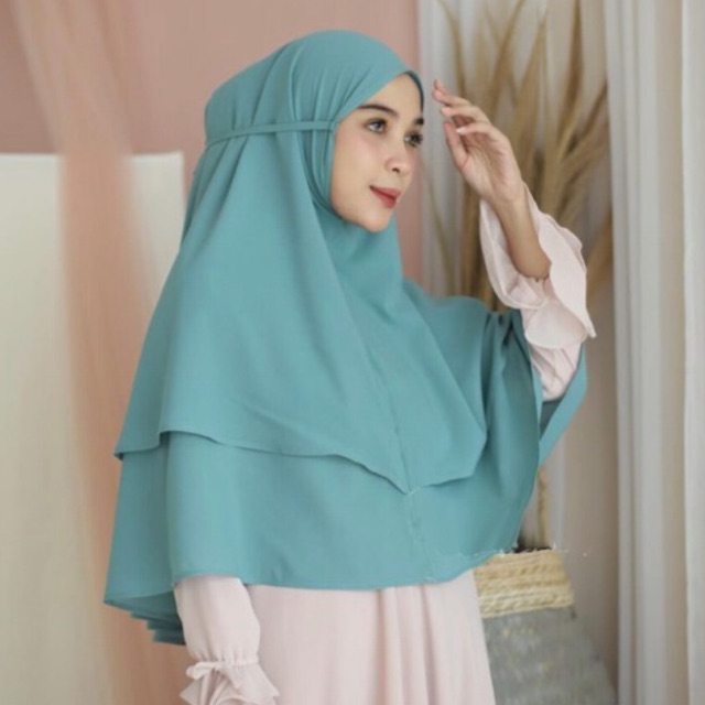 Jilbab bergo instan hijab nonpet kerudung double layer diamond