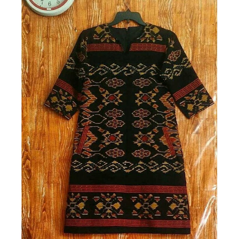 Dress tenun jepara motif rote tenun etnik kepiting baju tenun jepara DTB 42