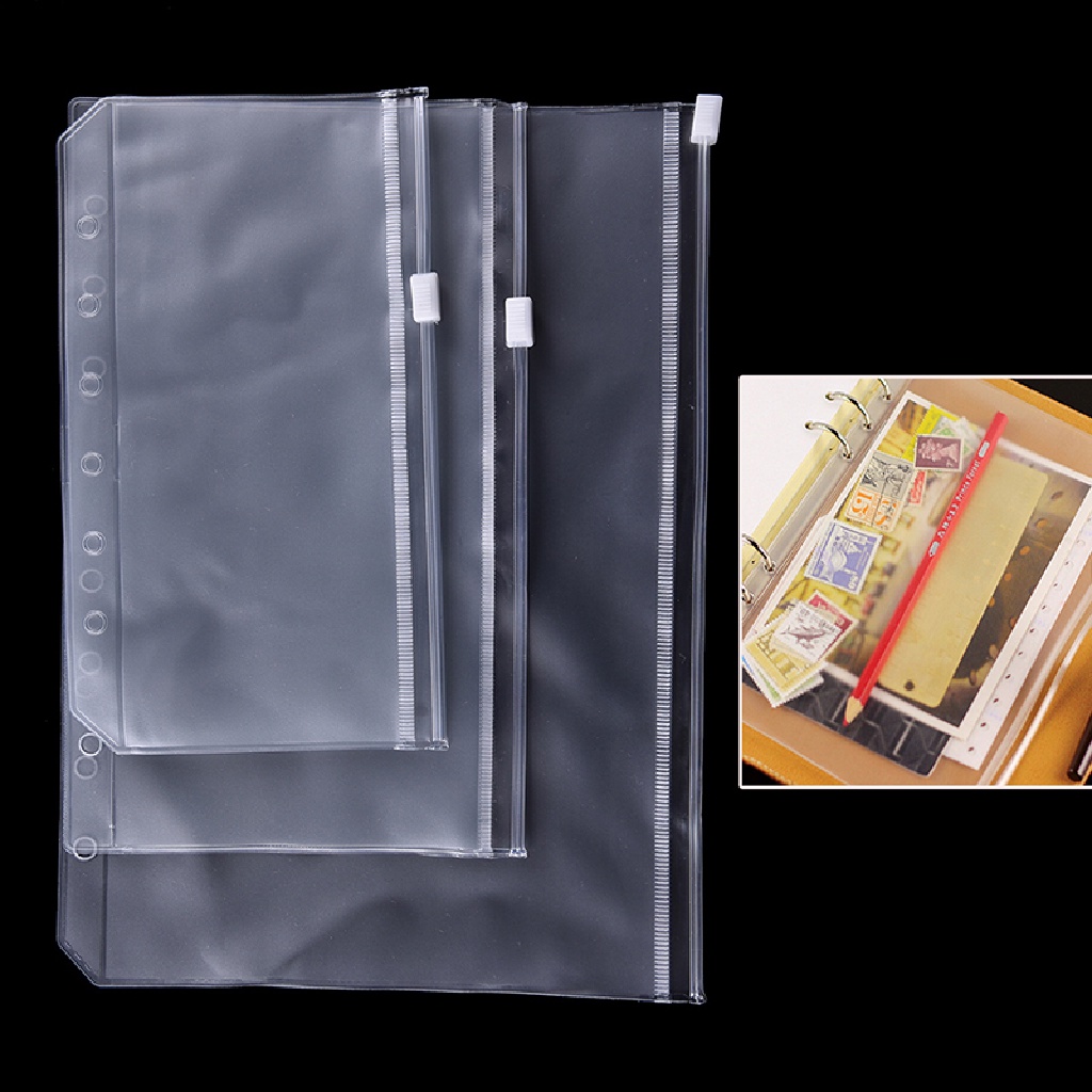 Adawnshbhyu A5/A6 /A7 Transparan Zip Lock Amplop Binder Pocket Refill Organizer Alat Tulis