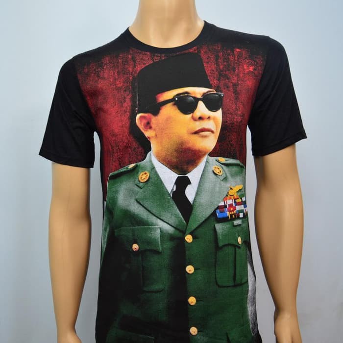 KAOS TSHIRT BAJU PRIA CINTA INDONESIA SOEKARNO SERAGAM HIJAU 3D