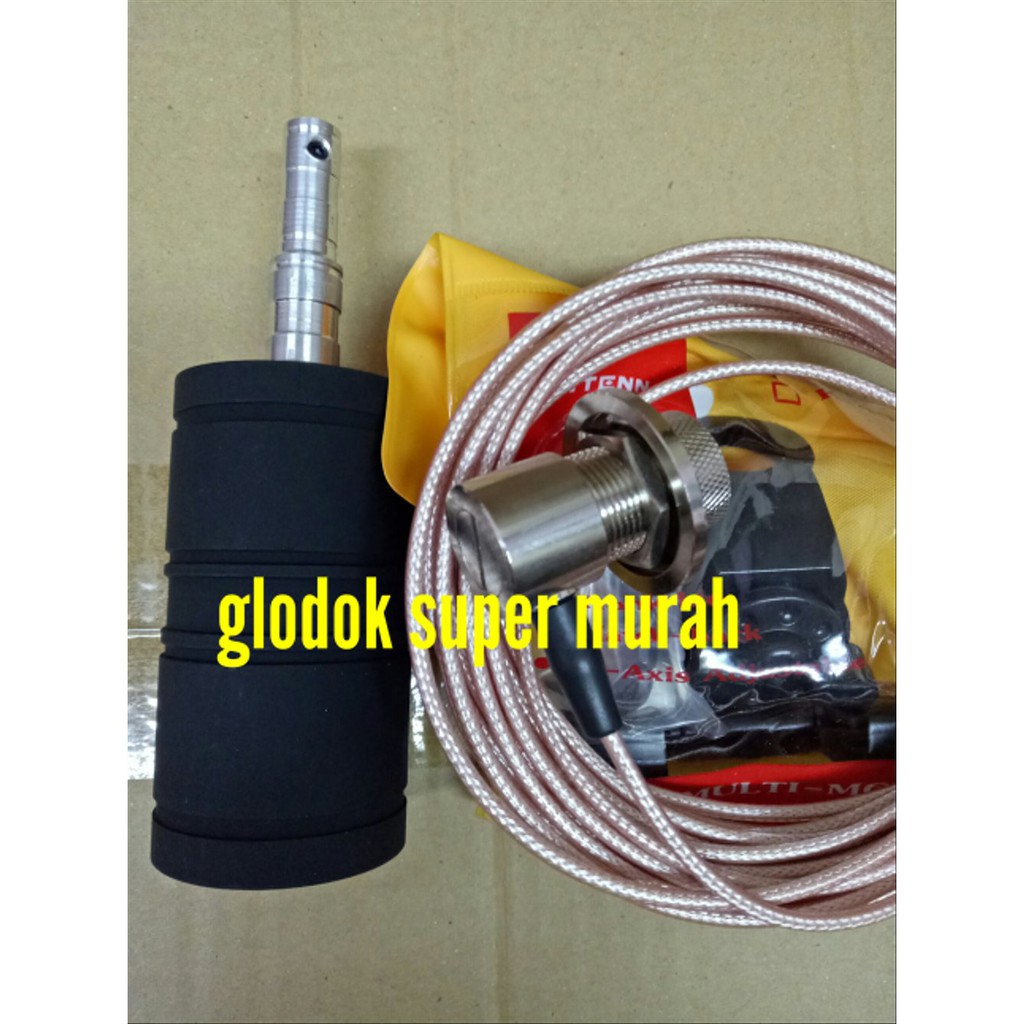 ANTENA LARSEN VHF BONGGOL BESAR  LODING PERAK PLUS KABEL TEPLON PERAK RG174