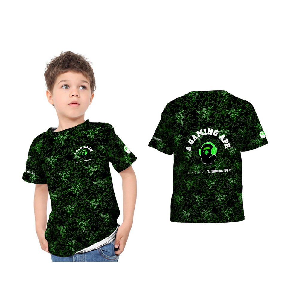 [Riashop] RAZER X A GAMING APE Kaos Anak | Kaos Anak RAZER X A GAMING APE | Kaos Razer X Gaming Ape