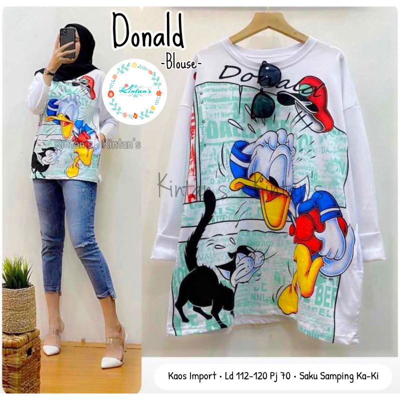 Blouse kaos import wanita modern / Donald blouse by kintans / blouse printing modern