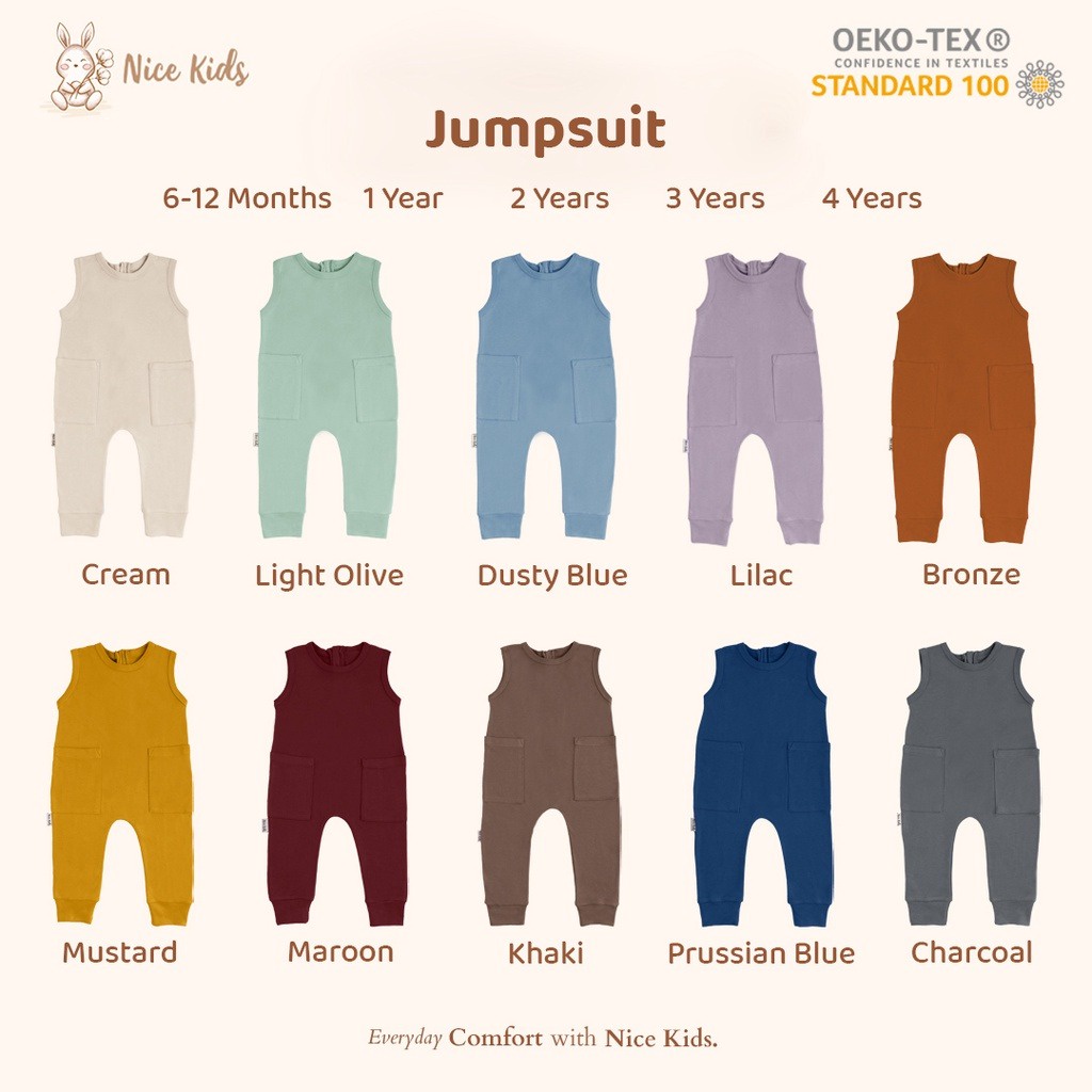 Nice Kids NICEKIDS Jumpsuit Baju kodok panjang (Jumper panjang Bayi 6 Months - 4 Tahun)