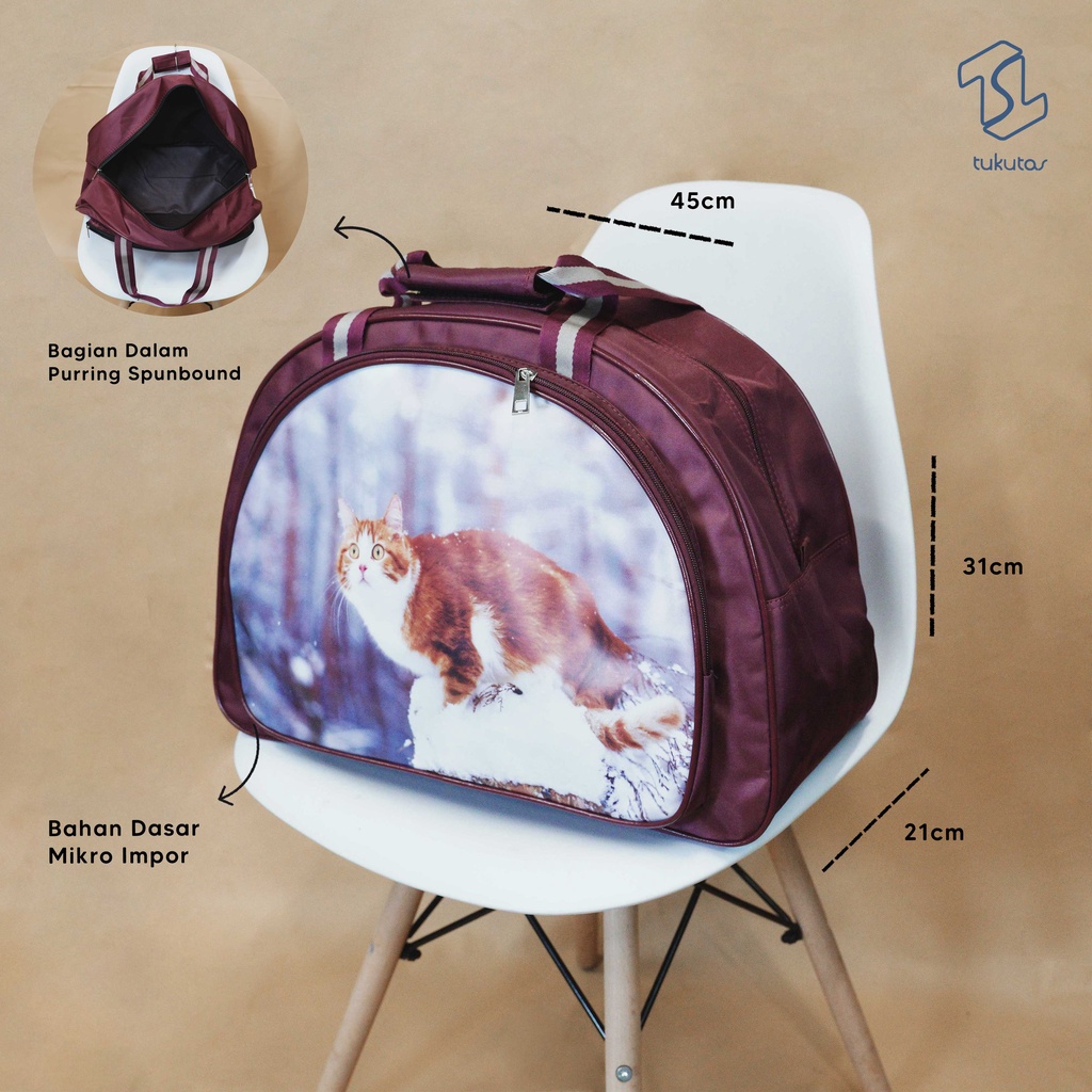 Travel Bag Motif Kucing Ukuran Besar Tas Pakaian - HYBRAND Tp Kucing