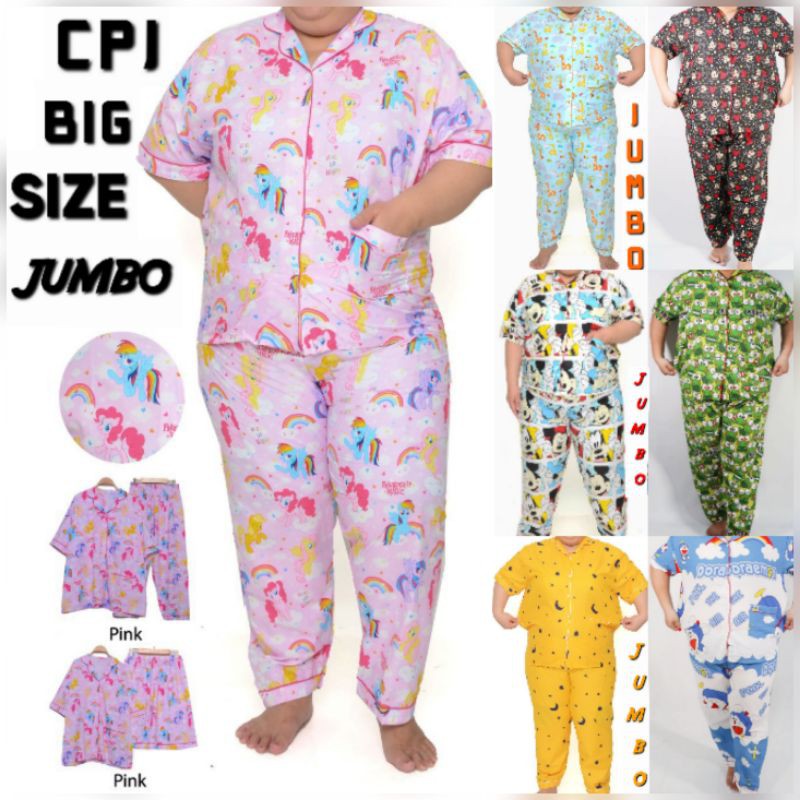 Piyama katun jepang karakter big size jumbo piyama baju tidur cp ld 120 130