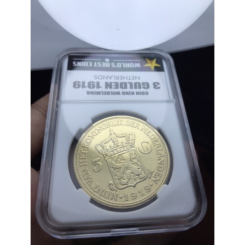 Koin Kuno 3G Wilhelmina 1919 Super Langka Warna Gold Koleksi Istimewa