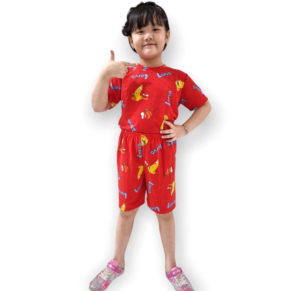 3037 SETELAN ANAK PEREMPUAN MOTIF LARVA TERBARU 1-8 TAHUN NENDES-2