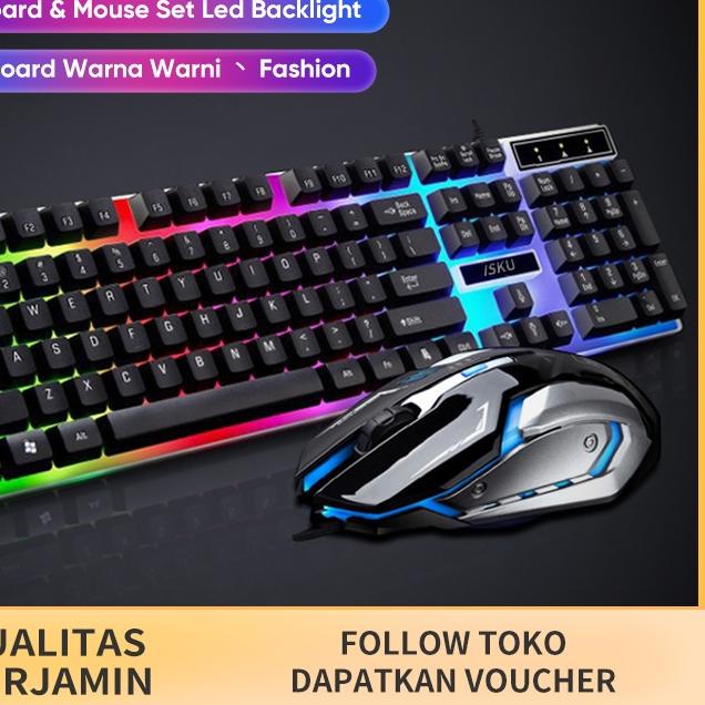 ☞ ISKU mechanical KeyboardMouse Gaming PC Full Set LED RGB Waterproof keyboard komputer For PC Lapto