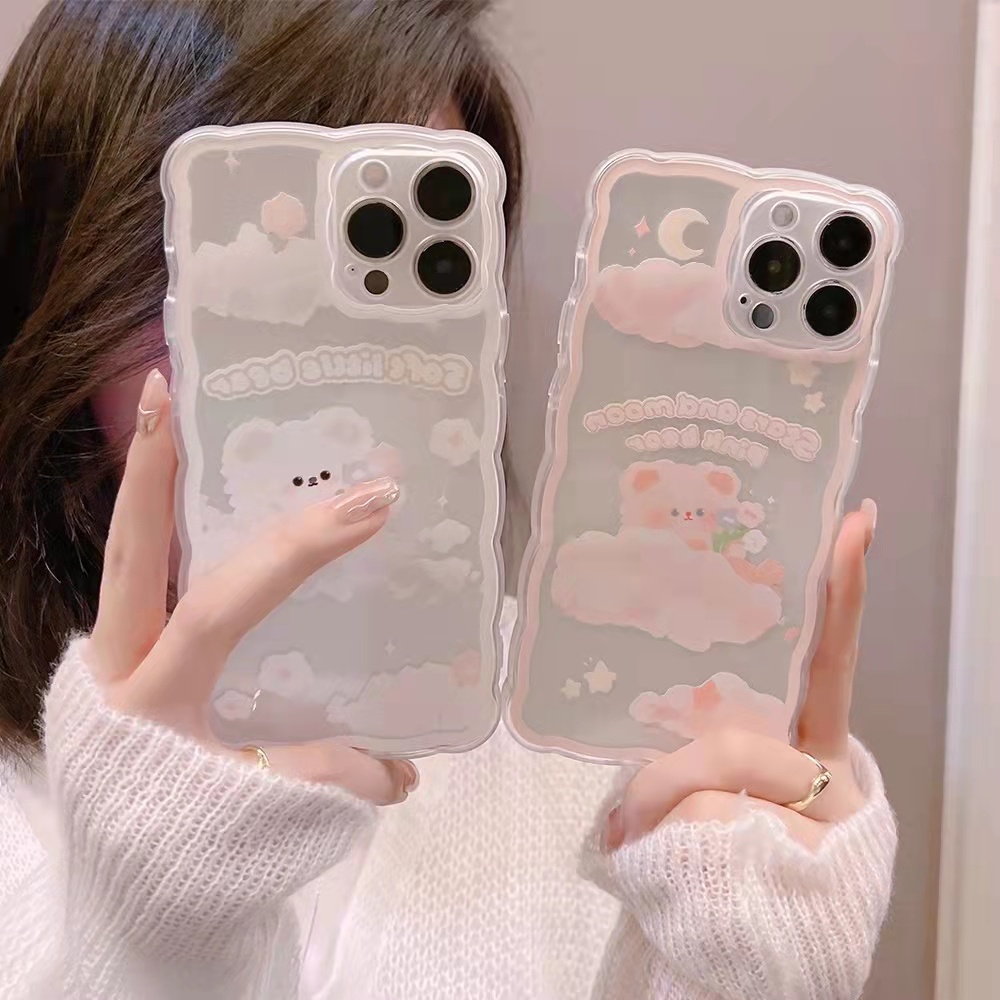 iPhone Case iPhone 13 13pro 13prm Silicone Soft Case Transparan Bergelombang Perbatasan Kartun Lucu untuk iphone 11 iphone 12 pro max iphone 7 plus iphone 8 plus phone xr xs max X Xr 11 Max 8plus iphone Pro mini7SE