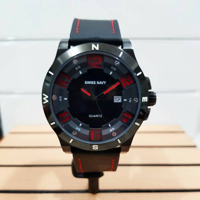 jam tangan swiss navy sn8008 black red 8008 original