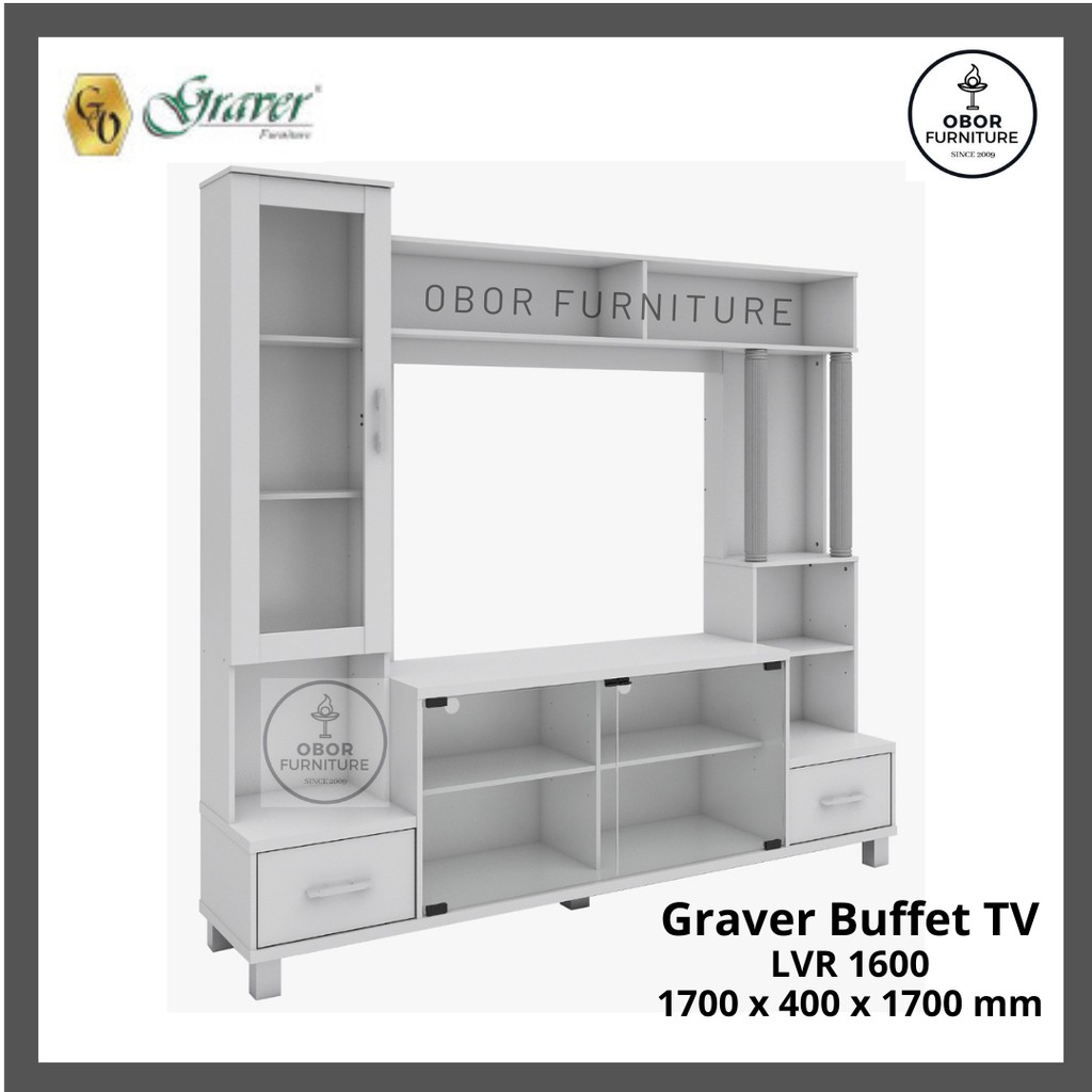 Buffet TV Tinggi Graver LVR 1600 White Rak TV Lemari TV Meja TV