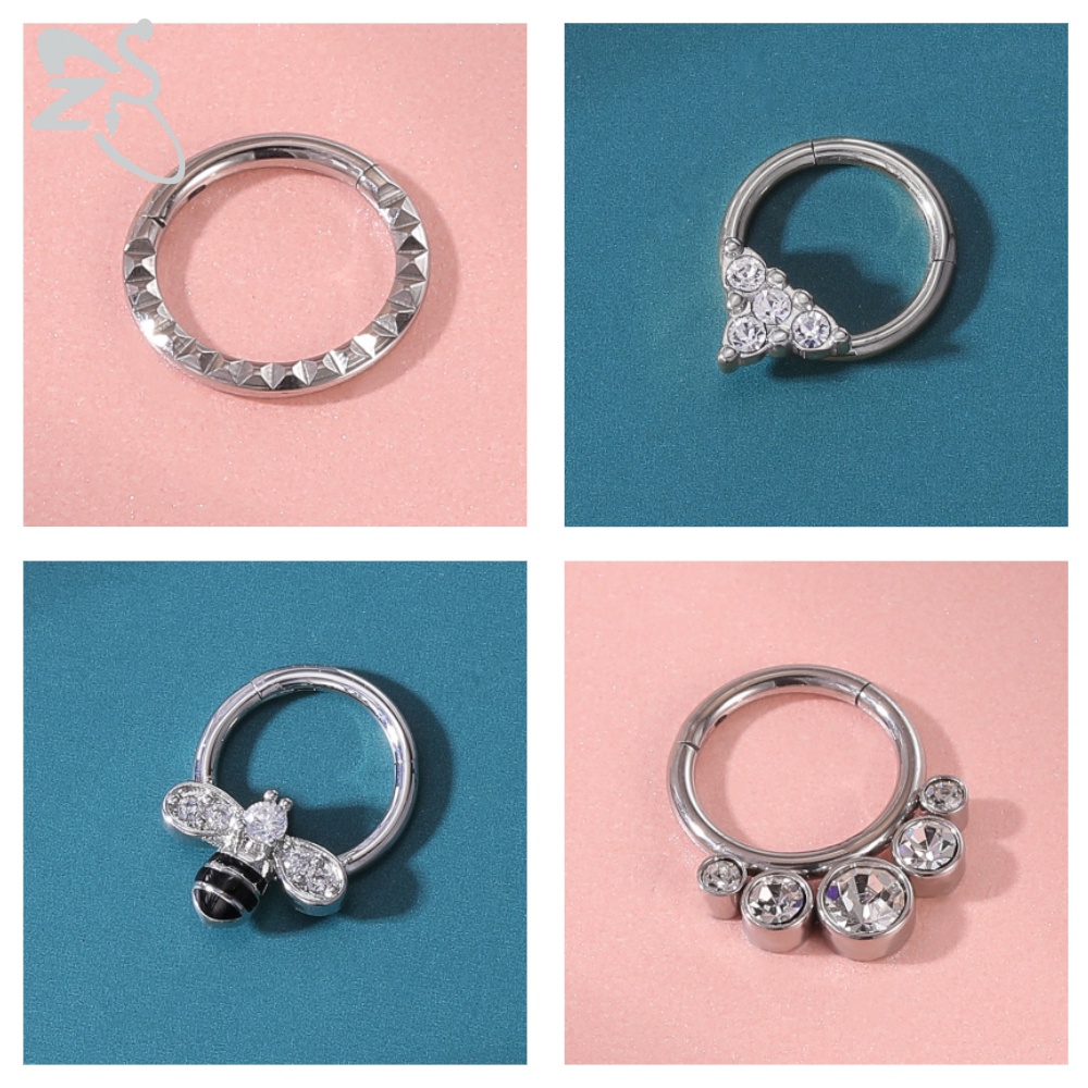1pc Anting Tindik Hidung / Bibir / Telinga Bentuk Bulan Sabit Bahan Stainless Steel 316l 8mm