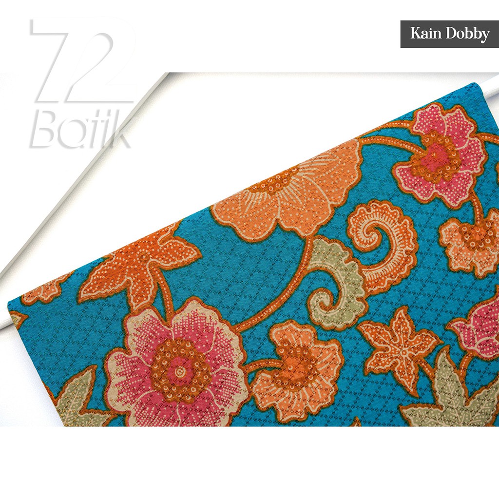 BAHAN BATIK PREMIUM Dobby Dobi Dobbi Dolbi Motif Kembang Warna Biru Orange 723215 Cap 72 Jarik Jarit Samping Kebat Panjang Batik Dobby Modern Premium Bahan Seragam Batik Pernikahan Kantor Keluarga Murah Kamen Jadi Batik Bali Lembaran