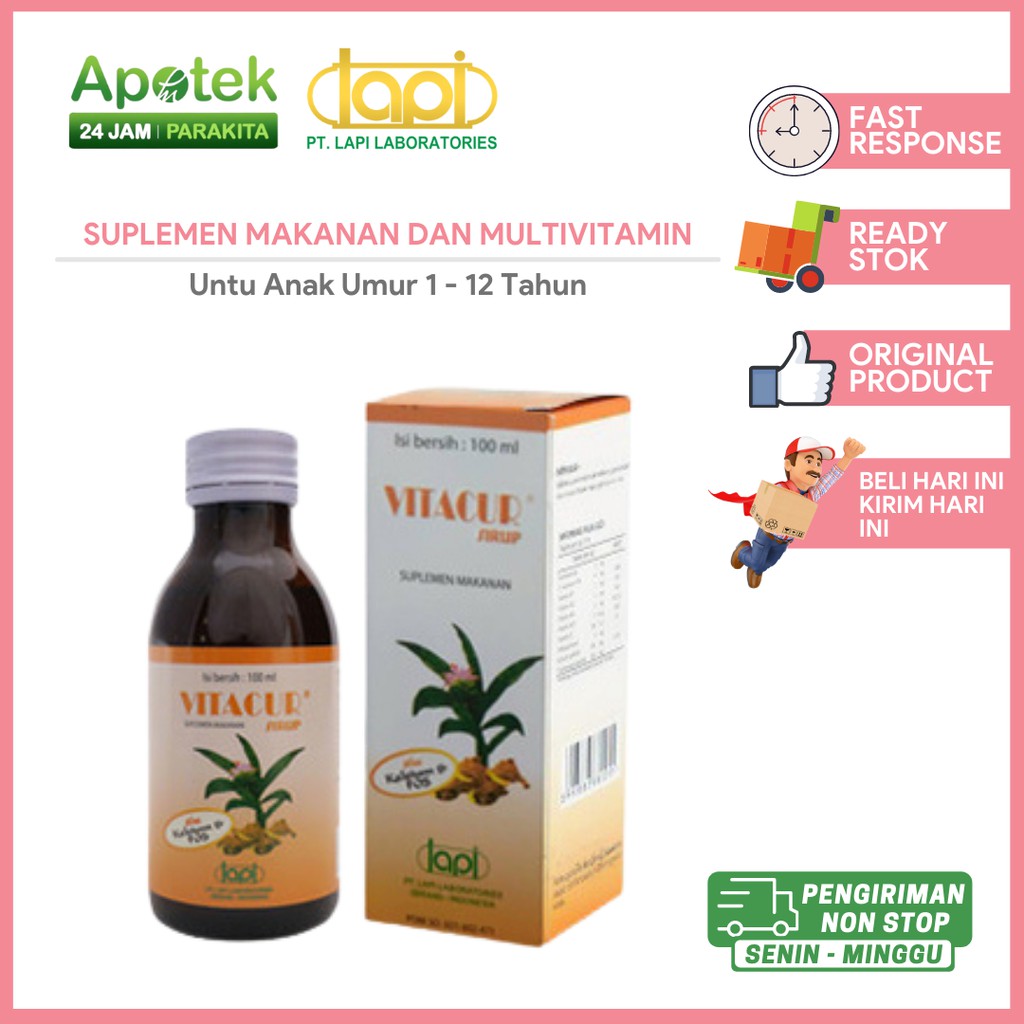Vitacur Sirup Penambah Nafsu Makan Alami Untuk Anak 1 Tahun - 12 Tahun