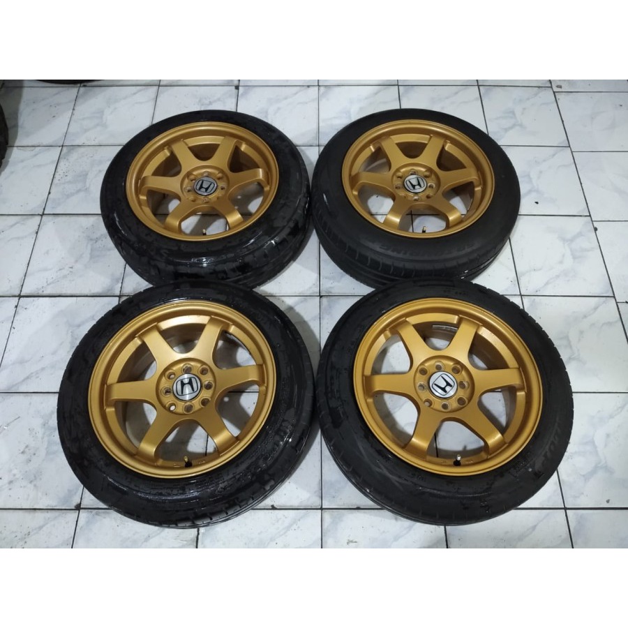 Velg Mobil Racing Bekas Ring 16 Lubang 4 TE37 R16X7 8X100-114,3 ET42 BAN 195 60 R16