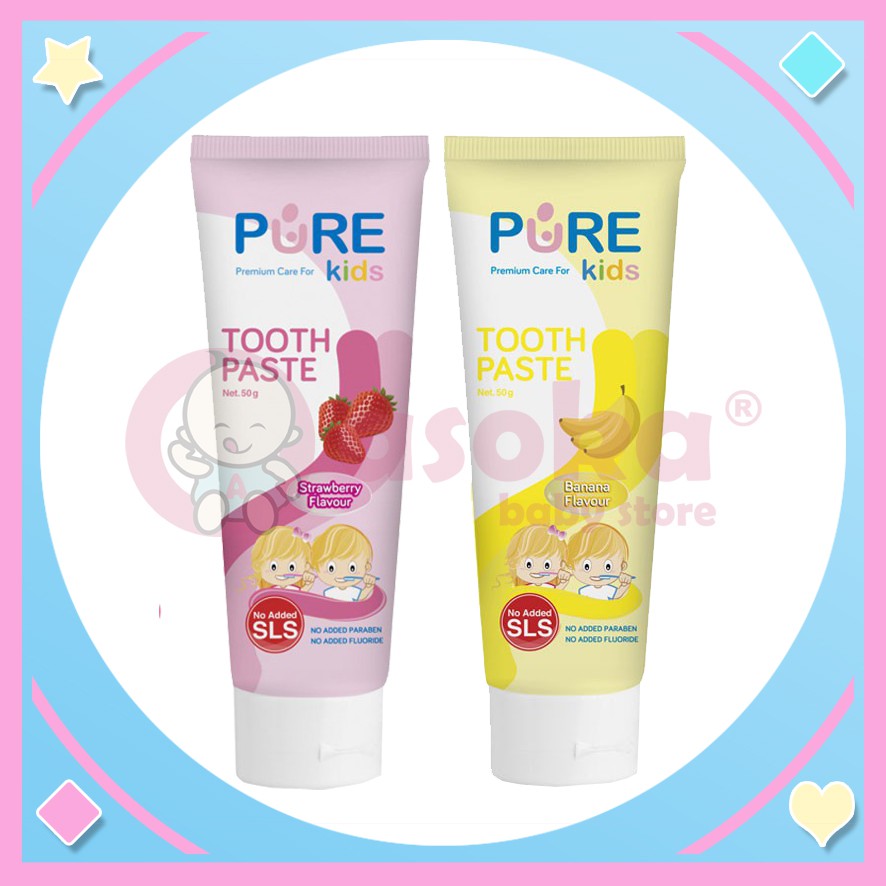 Pure kids Toothpaste Strawbery Banana 50gr - Pasta Gigi Anak Purebb 50 gr ASOKA