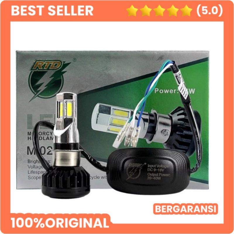 Lampu LED Depan RTD Rayton 6 Sisi M02E 35 Watt Putih Original Headlamp Motor Mobil Universal Beat Sc