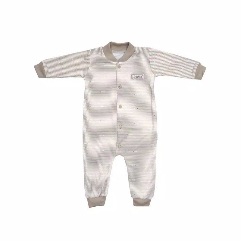 (FLUFFY) 3pcs Baju Kodok Panjang Buka Kaki/Sleepsuit KHAKI SERIES