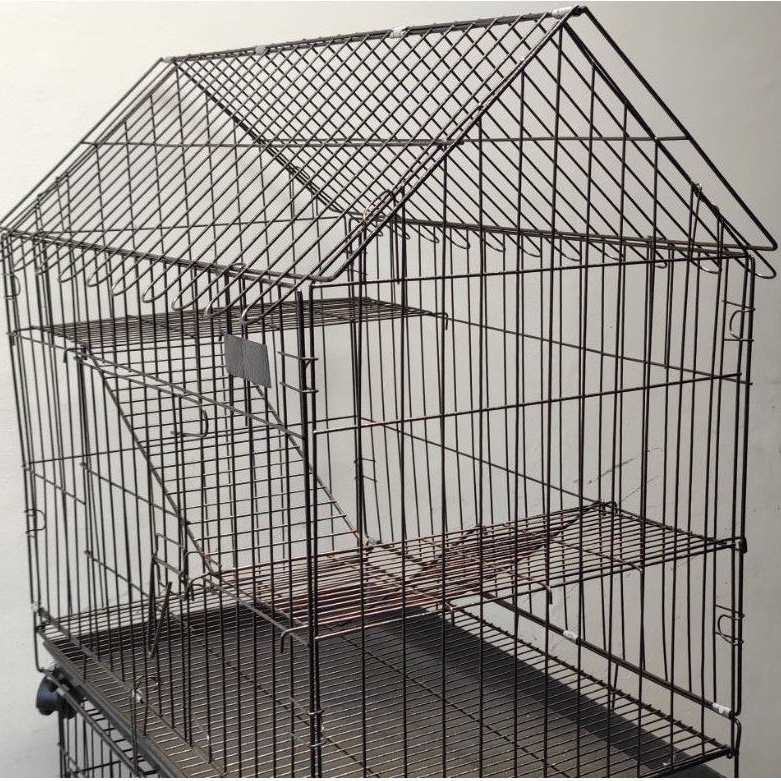 Kandang Kucing kandang lipat kucing kelinci model  atap rumah ukuran 90×60*85 cm tingkat 2
