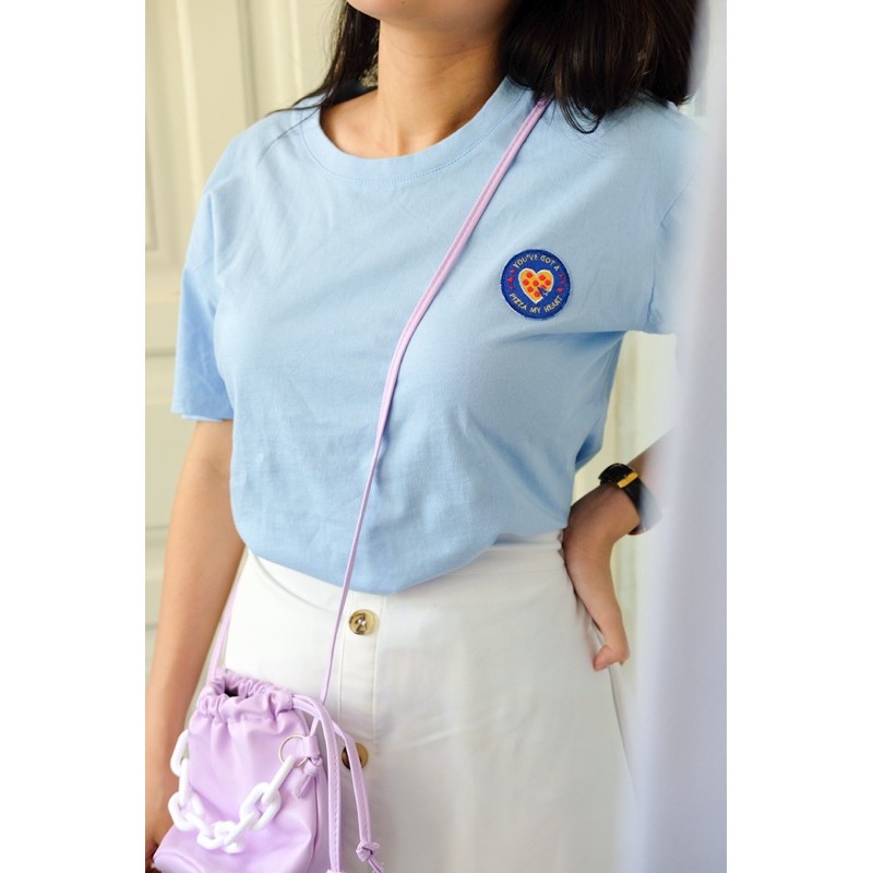 tumblr korean tshirt baju kaos biru muda baby blue basic all size pakaian wanita lengan pendek