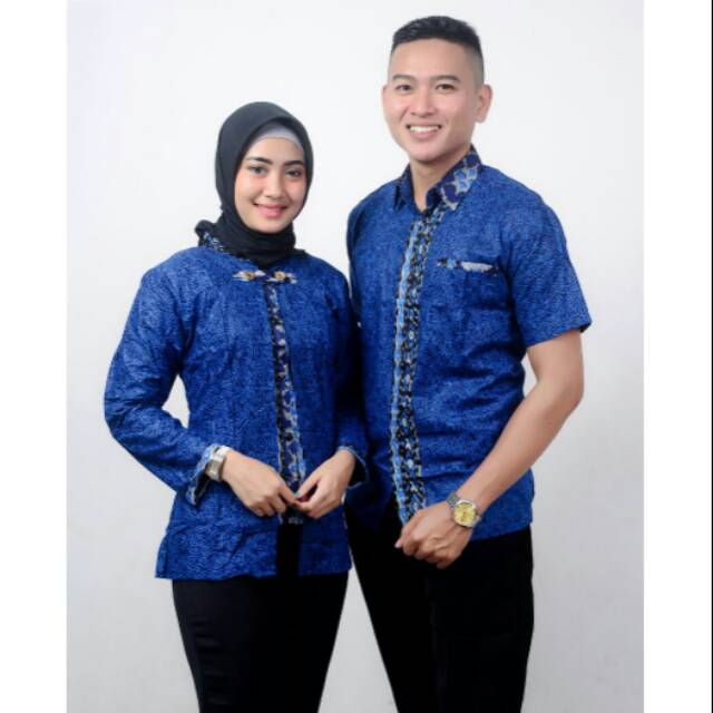 COUPLE BATIK PRIA WANITA 3D MEGA MENDUNG BIRU