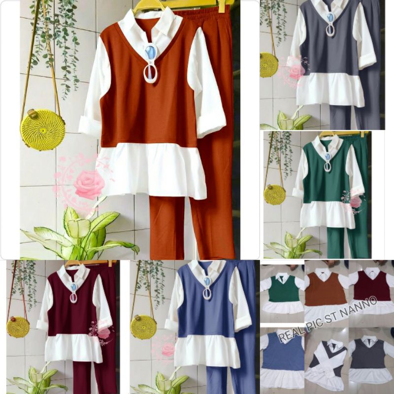 ST NANNO STELAN NANNO 4 WARNA SETELAN WANITA TERBARU BAJU KANTOR STELAN KERJA SETELAN JUMBO MB