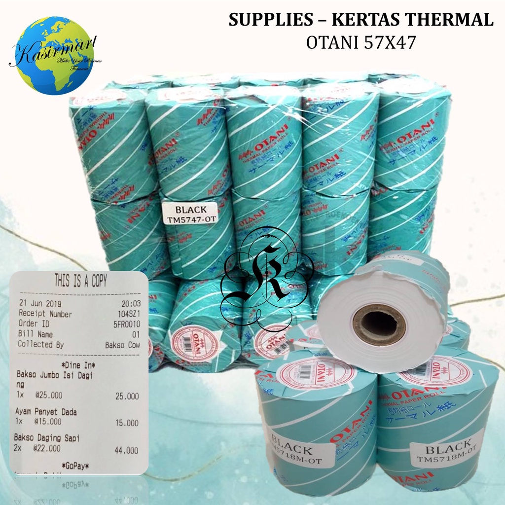 KERTAS THERMAL 58x48/58x47/57x48/57x47 MM OTANI 58x48 MINI PRINTER THERMAL 58MM BLUETOOTH