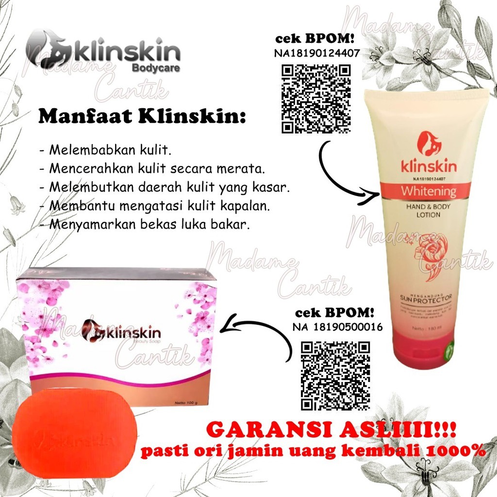 ✿ MADAME ✿ KLINSKIN SERIES BODY SOAP BODY LOTION - WHITENING PEMUTIH VITAMIN C BPOM