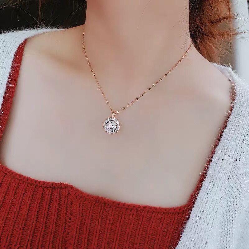 Kalung Lapis Emas 18K Bahan Titanium Steel Anti Air Untuk Wanita