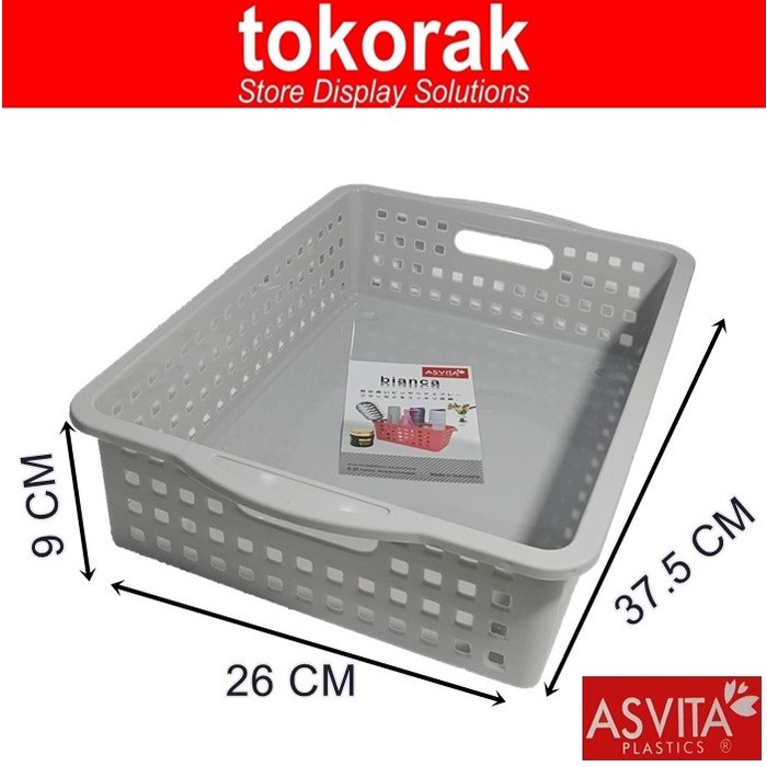 ASVITA KERANJANG BIANCA BK-186- STORAGE BASKET KERANJANG PLASTIK SEGI