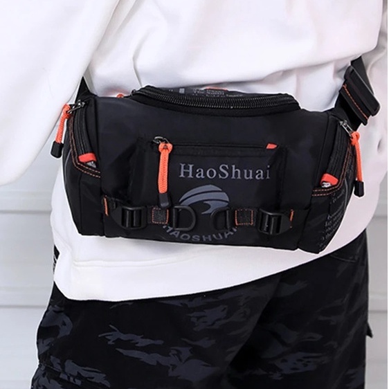 Tas Selempang Pria Import HAOSHUAI 513S Original Waist Bag Waterproof