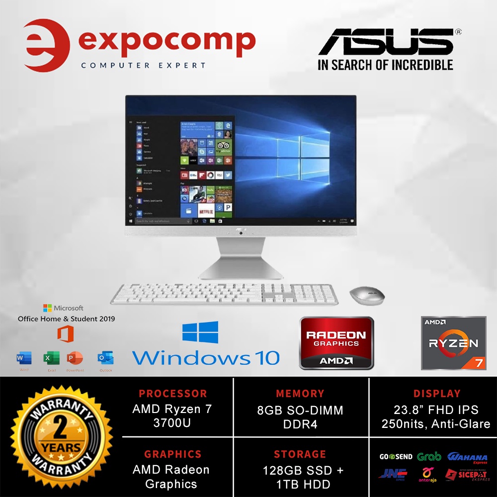 ASUS PC AIO M241DAK-WA7811TS WHITE AMD R7-3700