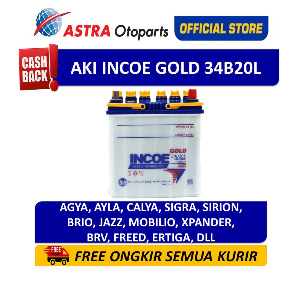TERBARU Aki INCOE Mobil Agya Ayla Calya Sigra INCOE Gold 34B20L (35 Ah)