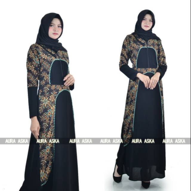 Gamis batik terbaru / gamis seragaman batik modern / gamis batik termurah / gamis aura azka / gamis 
