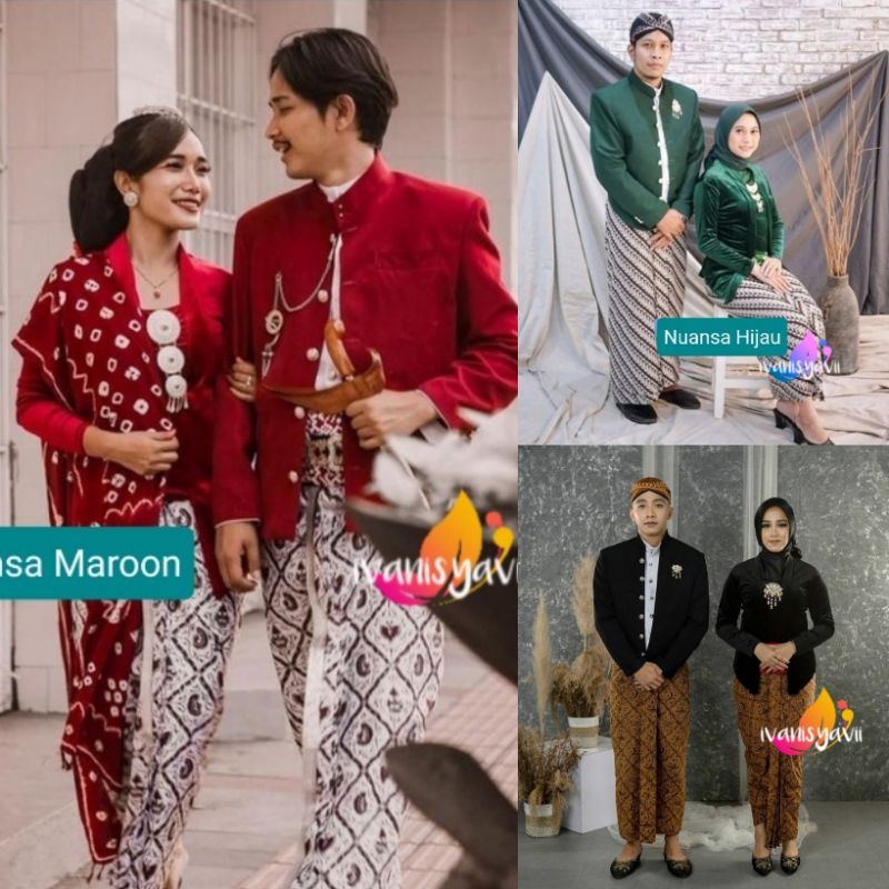 Baju Prewed Adat Jawa / Hewes (Maroon/ Hijau/ Hitam)