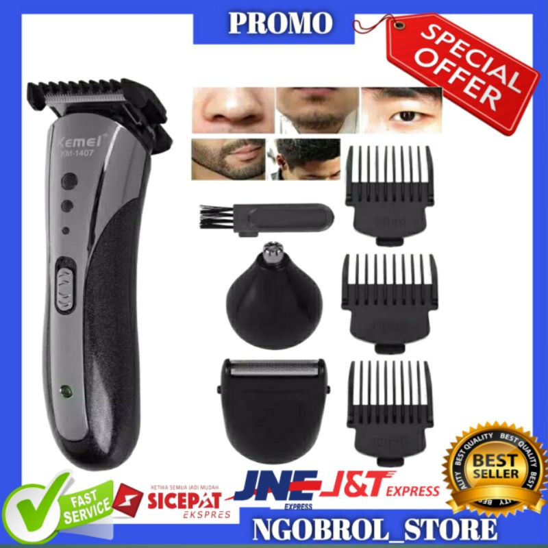 Mesin Pencukur Rambut KEMEI 3in1 Alat Cukur Rambut Kumis Jenggot Bulu Hidung Potong Rambut Cas Elekt