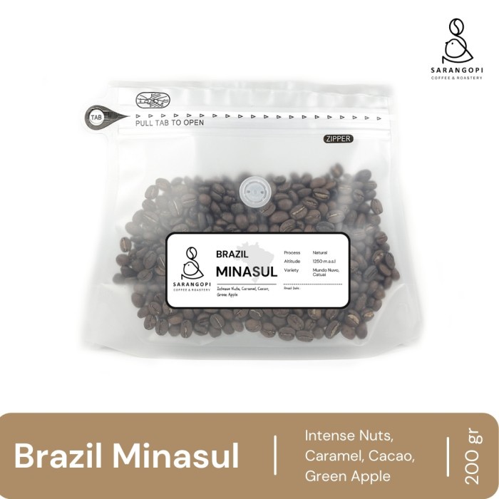 

(BISA COD) Arabica Brazil Borbonut - Coffee Beans Sarangopi Biji/Bubuk Kopi 200g - Biji Kopi