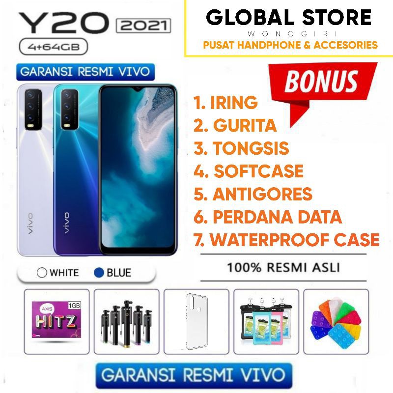 VIVO Y20 (2021) RAM 4/64 GB GARANSI RESMI VIVO INDONESIA