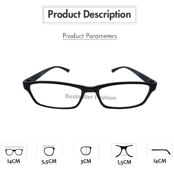 Kacamata Baca Plus Model Frame Persegi Panjang Ukuran +0.50 s/d +4.00 Rabun Dekat Untuk Pria dan Wanita Bingkai Hitam Unisex NOCASE