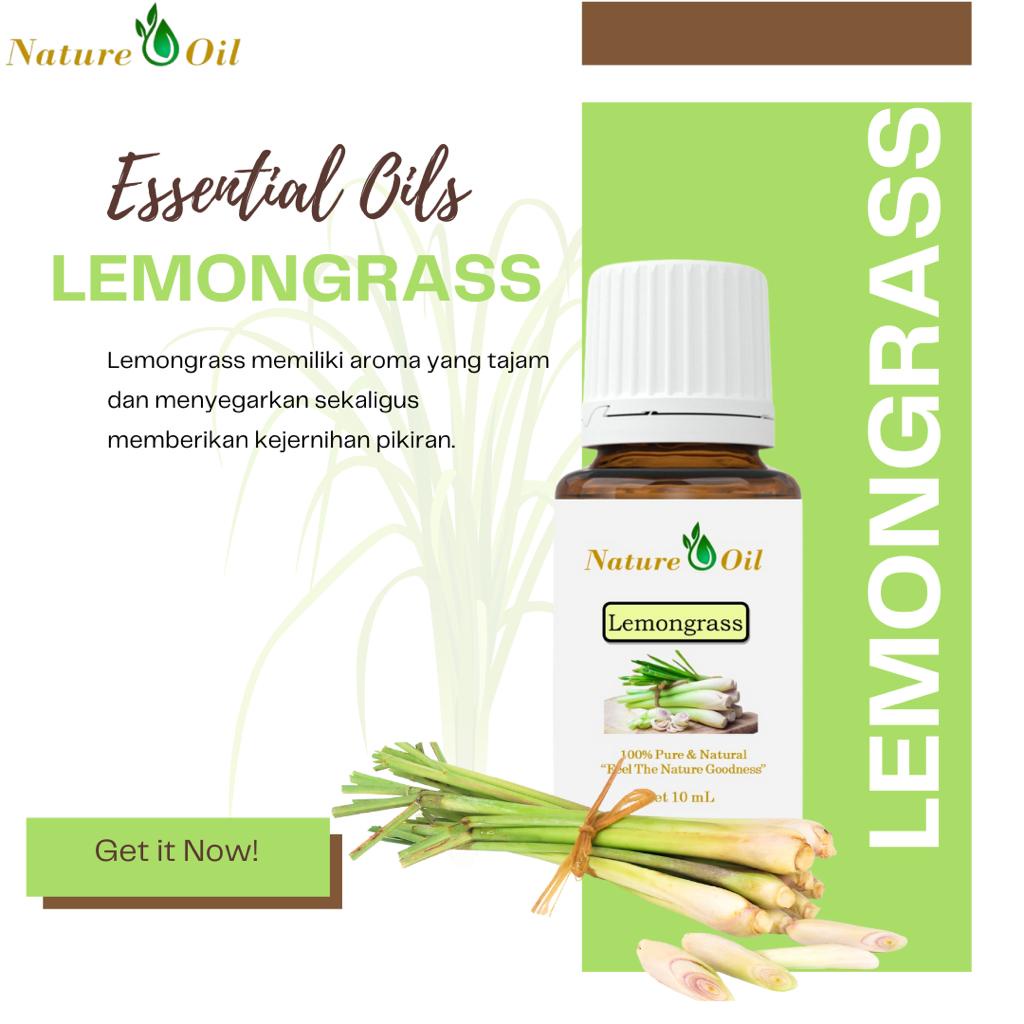 Premium Lemongrass Essential Oil Therapeutic Grade 100% Pure Organic by Nature Living. Essensial Oils Aromatherapy and Diffuser. Minyak essensial / atsiri pengharum atau pewangi ruangan untuk perlengkapan rumah