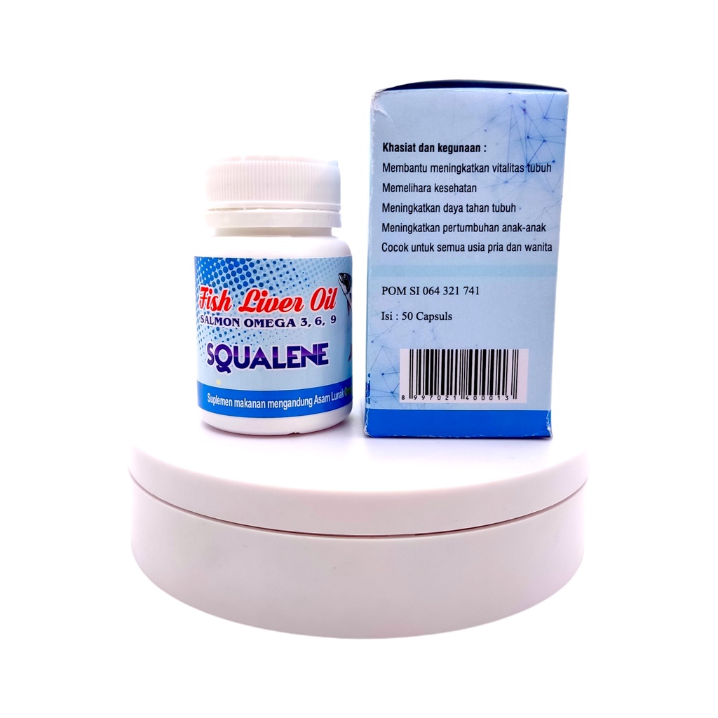 SQUALENE Fish Liver Oil 50 Softgel - Minyak Ikan Salmon Omega 3 6 9 dan DHA