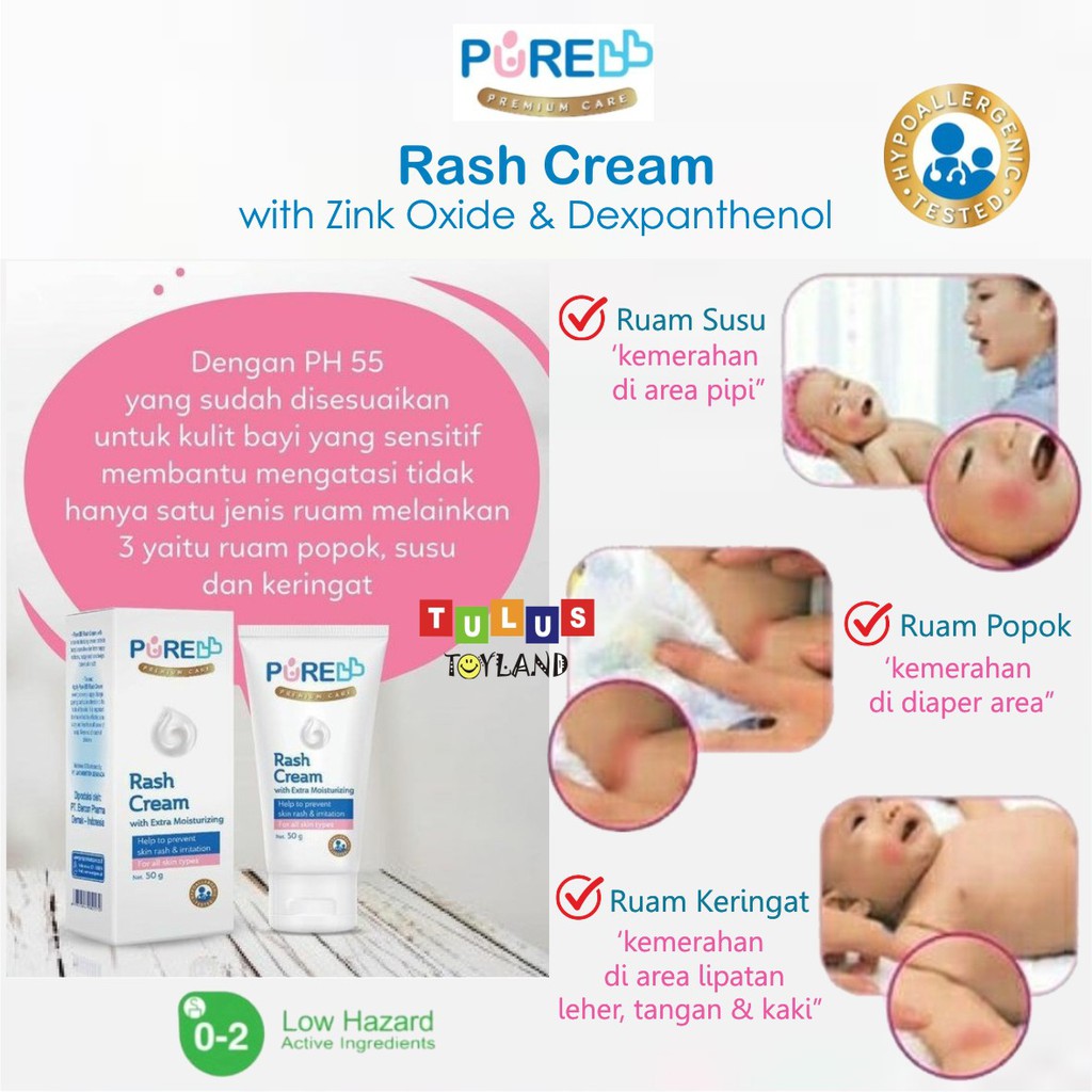 PURE bb RASH CREAM PureBB Baby Krim mengobati kulit kemerahan iritasi ruam bayi
