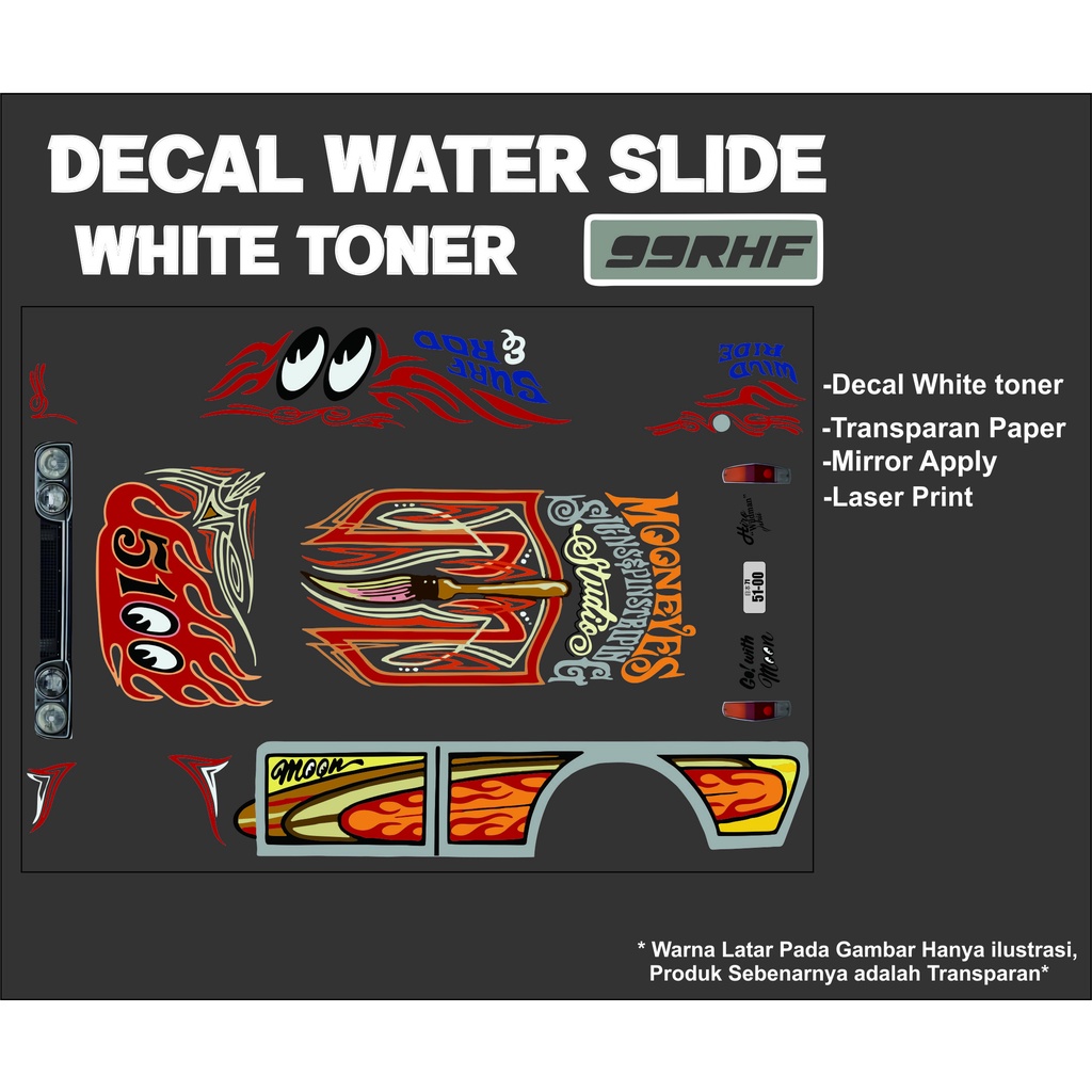 Decal Hotwheels White Toner - DECAL Datsun 510 Bluebird Mooneyes hotwheels