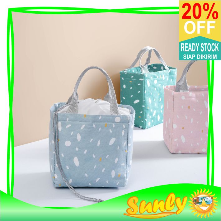 ☀ Sunly ☀ PA006 Tas Bekal Motif Pattern Lunch Cooler Bag Salur Makanan Aluminium Kotak Makan Import