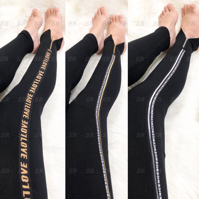 Legging List Pita Sleting Zipper Import Softkatun Melar Jumbo