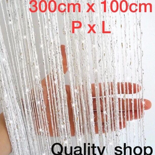 tirai benang putih gliter 3meter x 1meter