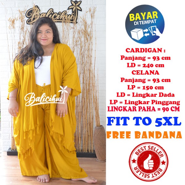 Balicihui Setelan Cardigan Jumbo Setelan Cardigan Plus Size Setelan Cardigan Bigsize