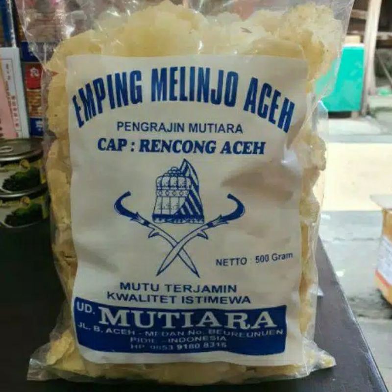 

500g Emping Melinjo Aceh Cap Rencong Kualitas Spesial Dan Istimewa.